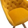 thumbnail image 7 of JINS & VICO Swivel Chair, Modern Accent Chair with Wood Legs, Armrest and Backrest, Velvet Padded Seat Armchair for Living Room Bedroom Home Office, Yellow, 7 of 7