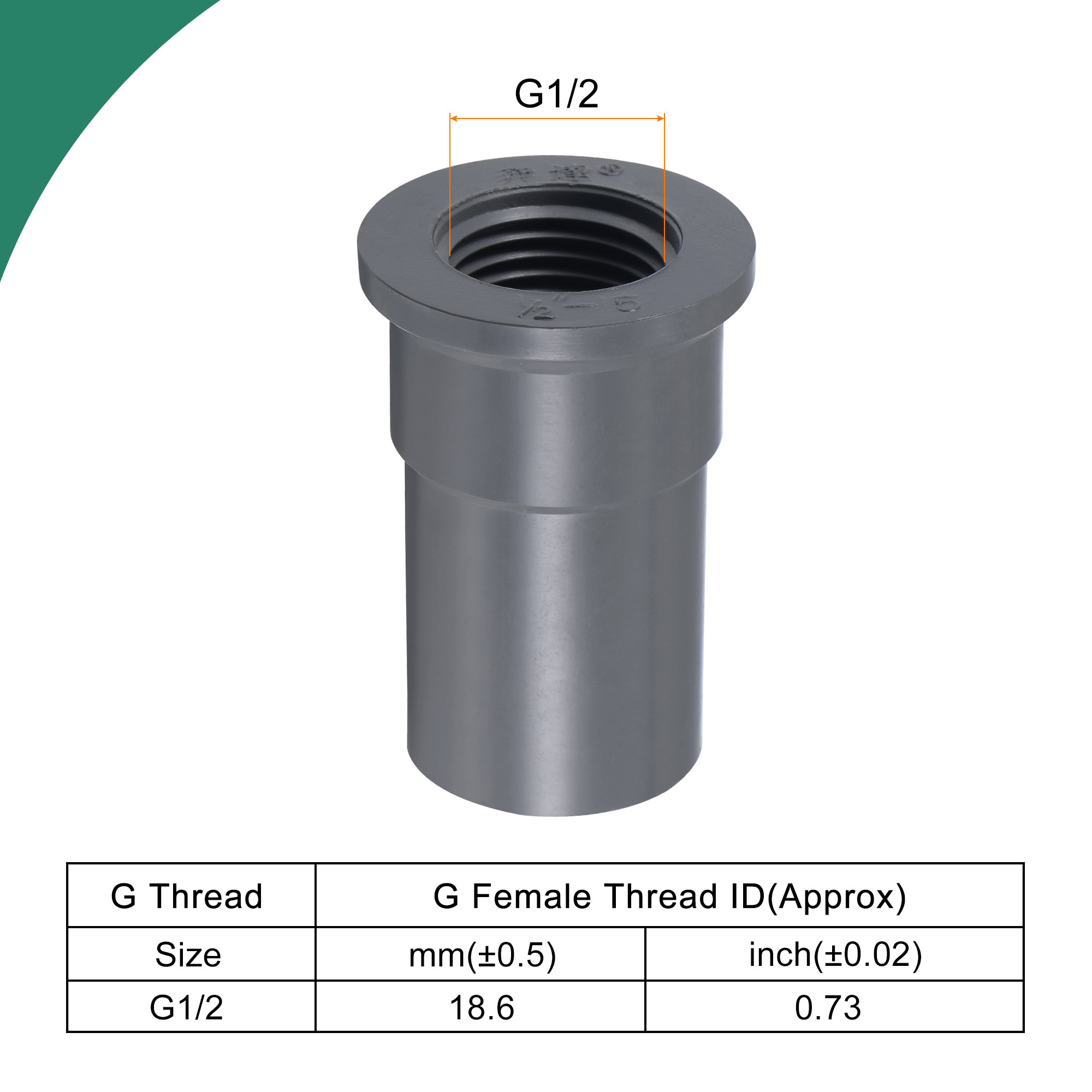 Uxcell G3/4 Female Thread 25mm ID DN20 PVC Straight Water