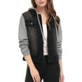 thumbnail image 1 of INSPIRE CHIC Women's Layered Drawstring Hood Denim Jacket with Pockets, 1 of 5
