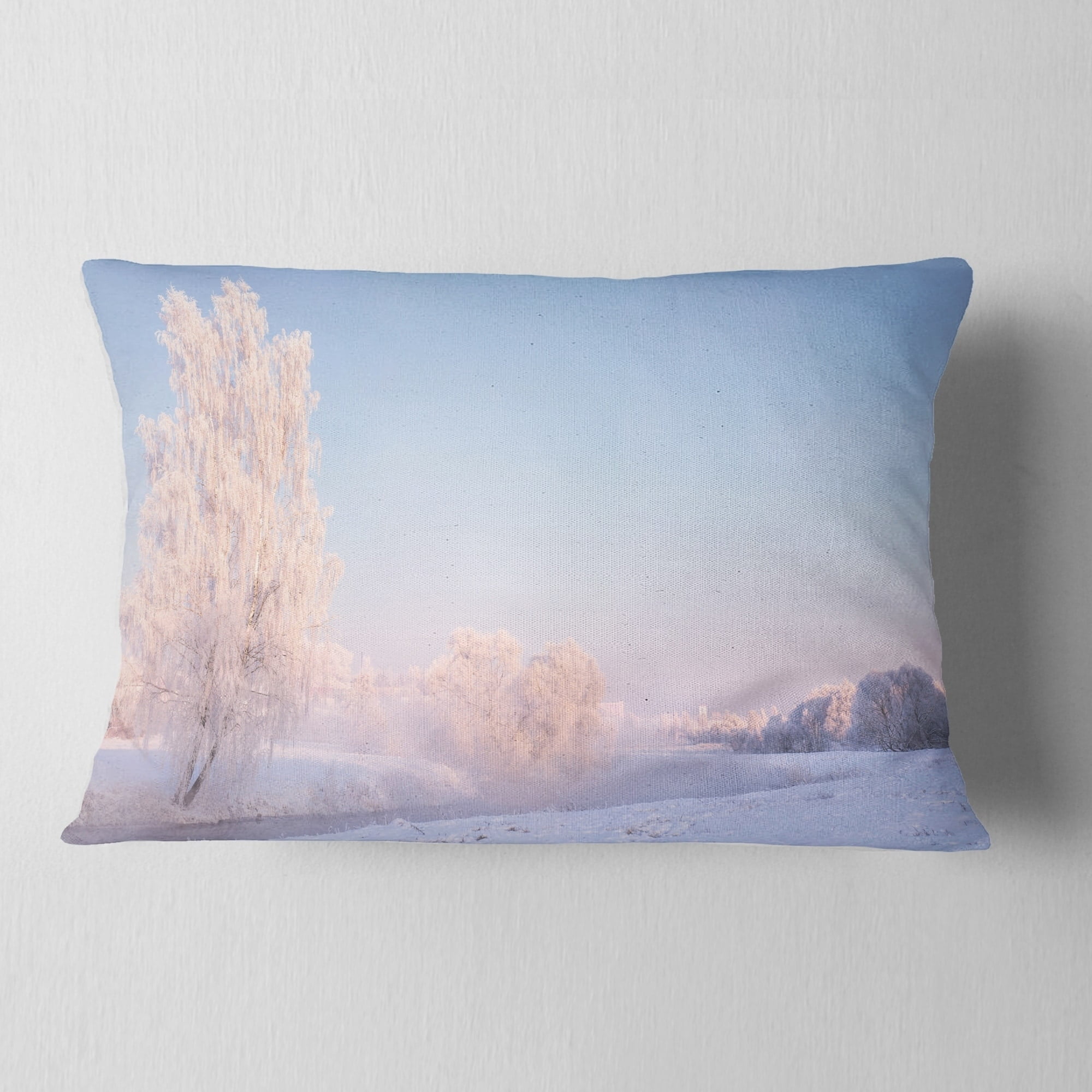 Design Art Designart White Crystal Tree And Landscape Landscape Printed Throw Pillow Walmart Com Walmart Com
