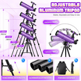 thumbnail image 3 of Telescope for Adults & Kids, 80mm Aperture 500mm Portable Refractor Telescope for Astronomy Beginners, with Tripod, Stickers, Smartphone Adapter, Backpack, 3 of 8