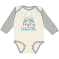 thumbnail image 3 of Inktastic Happy Easter with Bunny Ears and Flowers Boys or Girls Long Sleeve Baby Bodysuit, 3 of 5