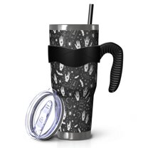 40oz Tumbler,Black White Halloween Hand Tarot Bat Pattern Insulated Tumblers with Removable Handle,Stainless Steel Double Vacuum Coffee Tumbler Cup with Straw for Home,Office,Travel,Party