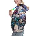 thumbnail image 3 of Yiaed Psychedelic Shark Artwork Print Womens Casual Hoodies Crew Neck Long Sleeve Sweatshirts With Pocket Pullover Tops Women's Hooded Sweatshirt-Large, 3 of 5