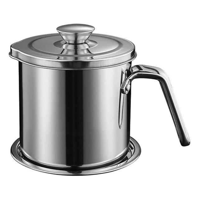 Abbracc 1.6L/ 2L Home Bacon Container with Strainer Stainless Steel Keeper