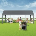 thumbnail image 4 of NETAJE 13'x25' Heavy Duty Portable Outdoor Garage Carport with Side-Opening Door, Roll-up Windows, Four-Hole Base for Car, Black, 4 of 8