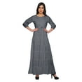 thumbnail image 1 of Moomaya Robe Longue Maxi Imprimée à Col Rond, Manches 3/4, avec Taille à Cordon, 1 of 3