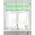 thumbnail image 2 of Green Stripes Linen Curtain Valance for Bedroom/Bathroom/Kitchen/Office/Living/Dining Room Window,Vintage Ombre Geometric Minimalist Art Rod Pocket Topper Decorative Cafe Drapes Panel 42"x18", 2 of 6