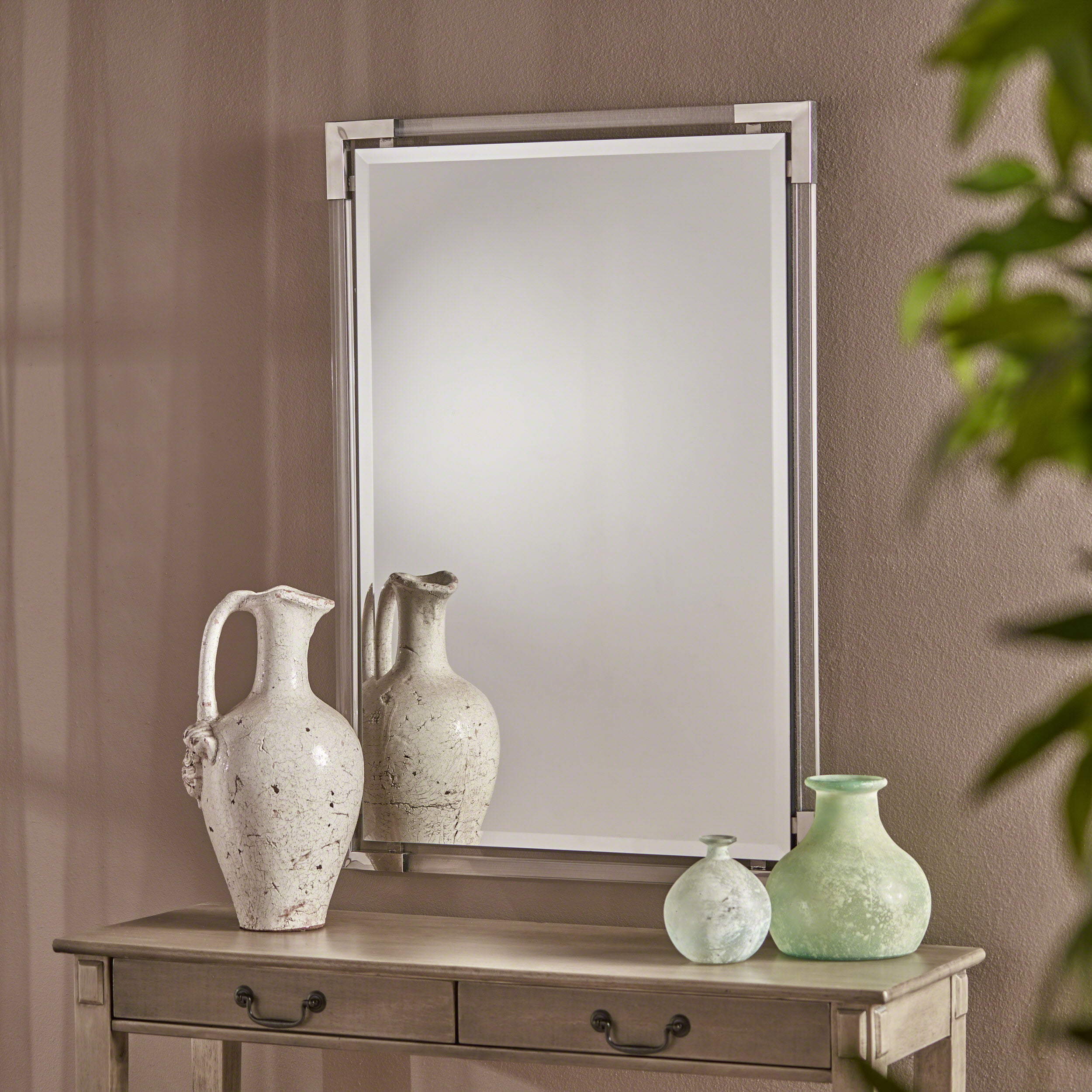 Noble House Rectangular Wall Mirror, Acrylic Framed Wall Mirror