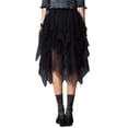 thumbnail image 6 of Women Tutu Tulle Skirt High Waist Mesh Tiered Layered Half Skirt Short Prom Party Midi Skirt (A Black,One Size), 6 of 9