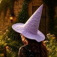 thumbnail image 2 of Halloween Tall Witch Hat for Women Men,Pointed Cone Costume Hat with Wide Brim, Wizard Hat Accessory for Cosplay Party Stage Performance Theme Event Dress Up Purple, 2 of 2