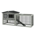 thumbnail image 1 of PawHut Wooden Rabbit Hutch w/ Ramp Openable Roof Pull-out Tray, Light Grey, 1 of 10