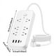 thumbnail image 3 of Regleta Con Protección Contra Sobretensiones Cfwqh Cable Alargador Con 6 Y 3 Puertos Usb Y 1 Puerto Usb C Cable De Alimentación De 1,2 M (2000 W/15 A) 2700 J, 3 of 5