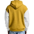 thumbnail image 5 of Men's Color Block Quarter-Zip Hooded Waffle Knit Sweatshirt, Thickened Fleece Texture Pullover, Fall Spring Street Style,Yellow,M, 5 of 5