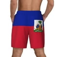 thumbnail image 2 of Men's 2 in 1 Swim Trunks with Compression Liner Haiti Flag Quick Dry Beach Shorts, 2 of 6
