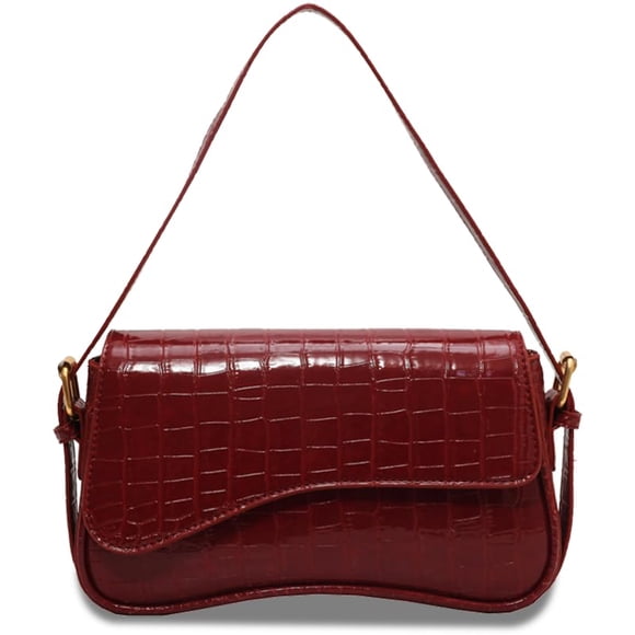 Bolso HitTopss de piel sintética de cocodrilo pequeño, 25 x 7 x 16 cm, color rojo