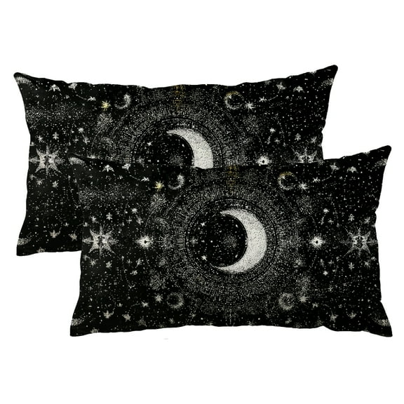 PHYHOO Boho Sun and Moon Throw Pillow Cover 20x12 Set of 2, Witchy Moon Phase Pillowcase for Couch Bedroom Dorm Decor, Gothic Boho Gift for Women