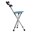 thumbnail image 2 of Bastón plegable con capacidad para 400 lb, ajustable, con asiento para personas de peso pesado, de aleación de aluminio grueso, con asiento tipo taburete, resistente (azul con luz LED)., 2 of 5