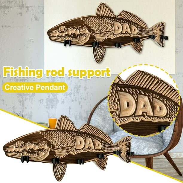TopLLC Wood Redfish Fishing Rod Holder Wall Mounted Fishing Rod Storage  Rack Father's Day Gift on Clearance 