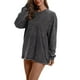 thumbnail image 5 of Sudadera vintage con cuello redondo para mujer: hombros caídos, manga larga, tops casuales holgados, 5 of 5
