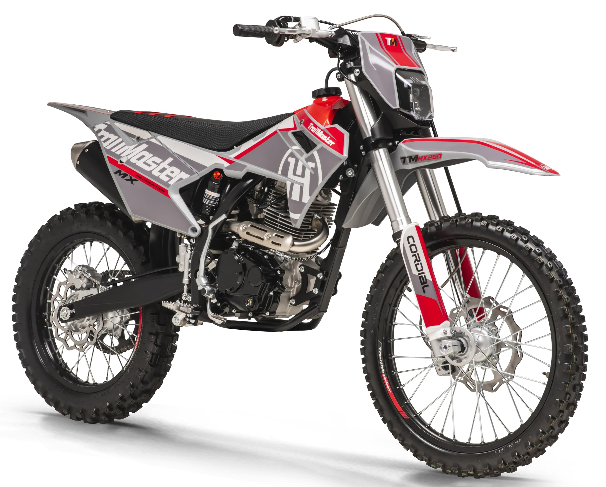 Trailmaster JHL Pro Series TM MX250 Dirt Bike Electric Start, Extended Frame, 21 inch Front tire, 35.4" seat Height Manual Trans (Red)