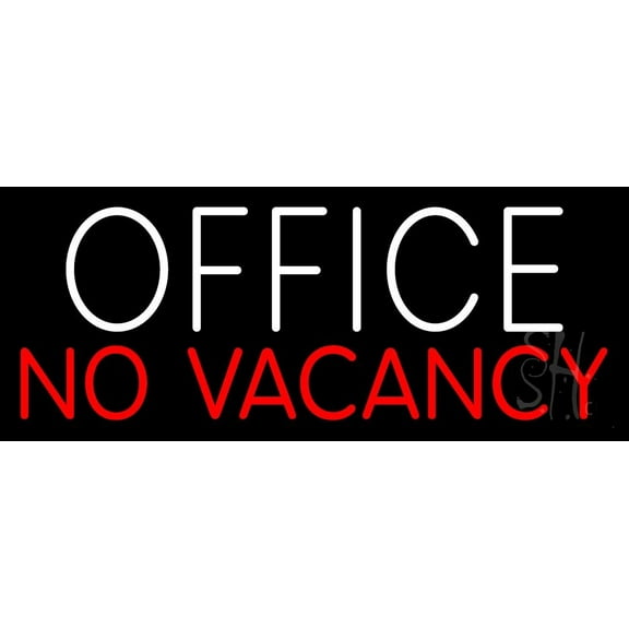 Office No Vacancy LED Neon Sign 10 x 24 - inches, Black Square Cut Acrylic Backing, with Dimmer - Bright and Premium built indoor LED Neon Sign for Defence Force.