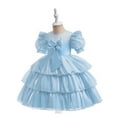 thumbnail image 5 of YWDJ Toddler Girls Net Yarn Mesh Bow Ruffles Birthday Party Gown Long Dresses Blue 5T, 5 of 9