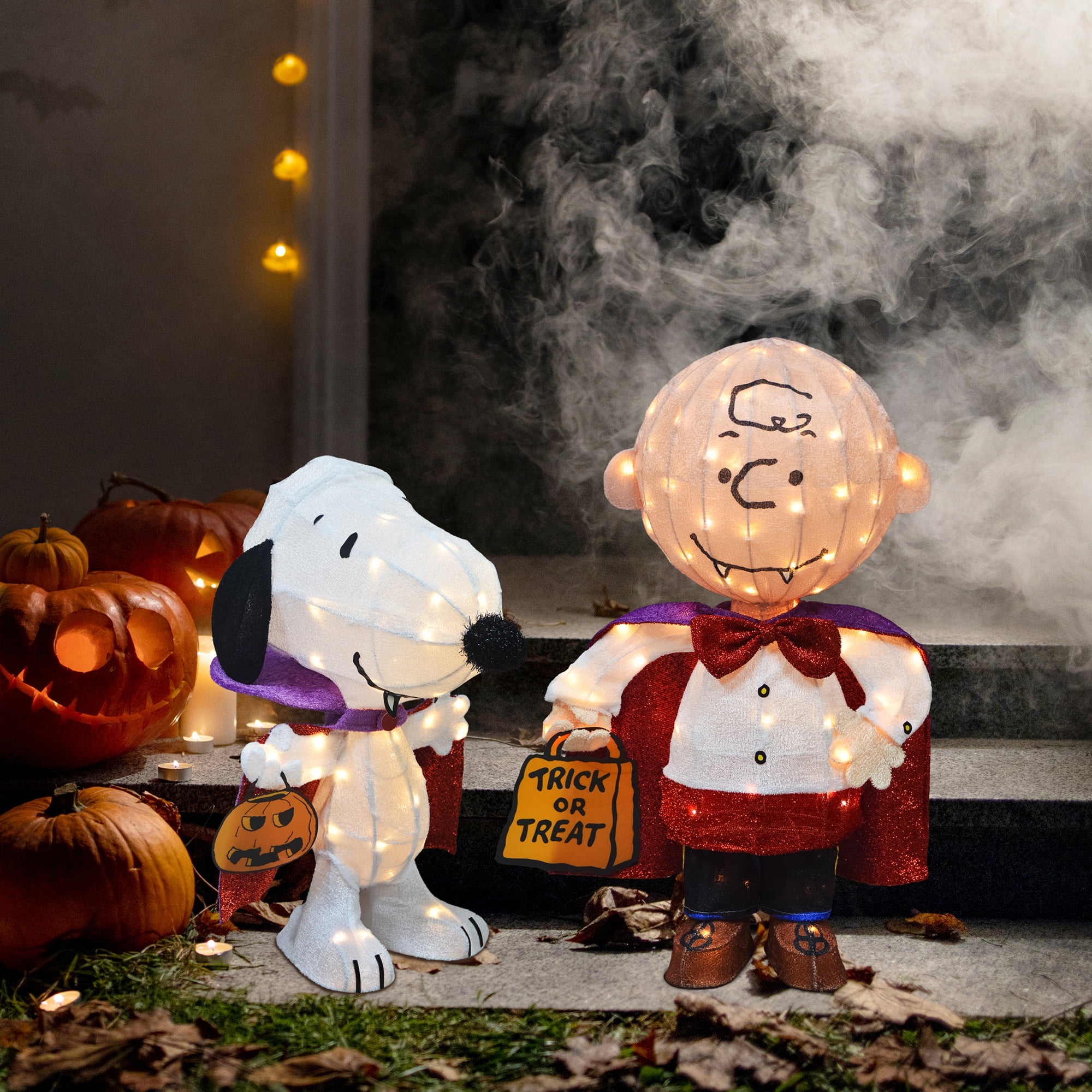 Set of Two Peanuts 3D Pre-Lit LED Yard Art Vampires