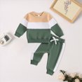 thumbnail image 2 of TOWED22 Toddler Baby Boy Fall Outfit Contrast Color Sweatshirt Tops with Elastic Waist Pants Cute Infant Newborn Winter Clothes,Brown,12-18 M, 2 of 4