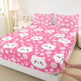 thumbnail image 4 of Homewish Lovely Cat Animal Queen Sheets,Kawaii Pet Paws Queen Sheet Sets,White Pink,4-Piece,1 Flat Sheet, 1 Fitted Sheet and 2 Pillowcases, 4 of 6