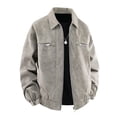 thumbnail image 3 of Zpzdpjkx Mens Lapel Suede Zip Jacket Fashion Elastic Cuff Hem Soft Long Sleeve Outerwear for Street Dating Daily Casual Bomber Coat, 3 of 7