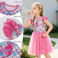 thumbnail image 4 of AmzBarley Girls Glitter Mermaid Silhouette Flutter Sleeve Tulle Dress, Scale Print Casual Princess Tutu Dress for Little Girls 2-3T, 4 of 7