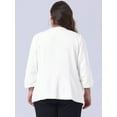 thumbnail image 4 of DARING DIVA Women's Plus Shawl Collar 3/4 Ruched Sleeve Blazers White 1X, 4 of 6