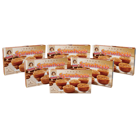 Little Debbie Pecan Spinwheels, 6 Boxes, 48 Individually Wrapped Sweet Rolls
