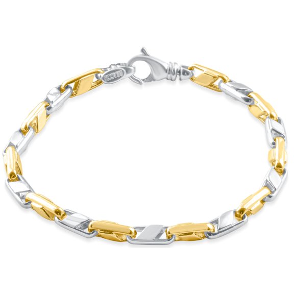 Pompeii Mens Solid 14k Yellow Gold 22 grams Designed Link 5mm Heavy Masculine Bracelet 8"