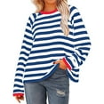 thumbnail image 5 of Besolor Women's Striped Shirts Casual Loose Long Sleeve Round Neck Pullover Tops Fall Trendy Blouses, 5 of 5