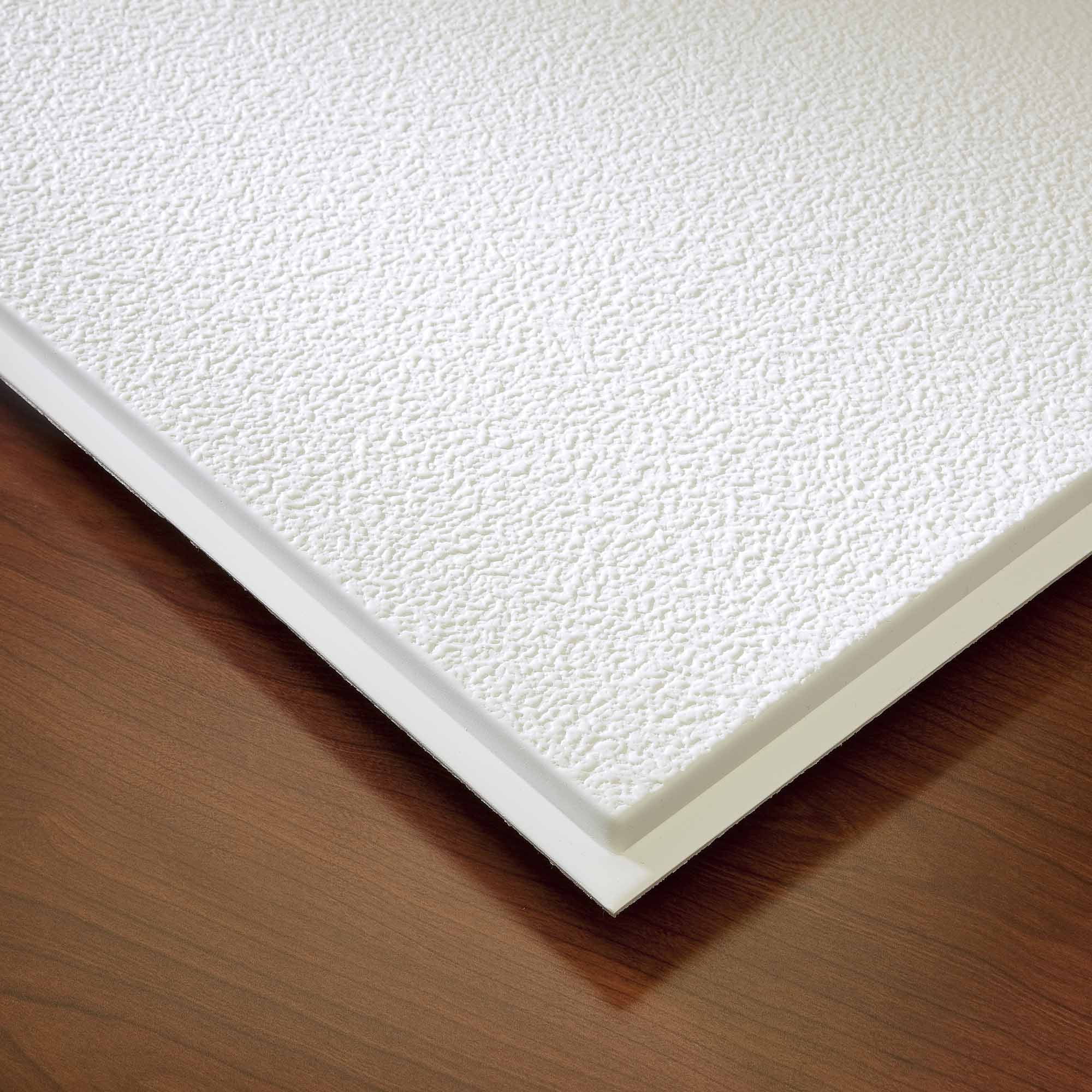 Genesis 2ft x 2ft White Stucco Pro Revealed Edge Ceiling Tiles - Easy Drop-in Installation – Waterproof, Washable and Fire-Rated - High-Grade PVC to Prevent Breakage - Package of 12 Tile