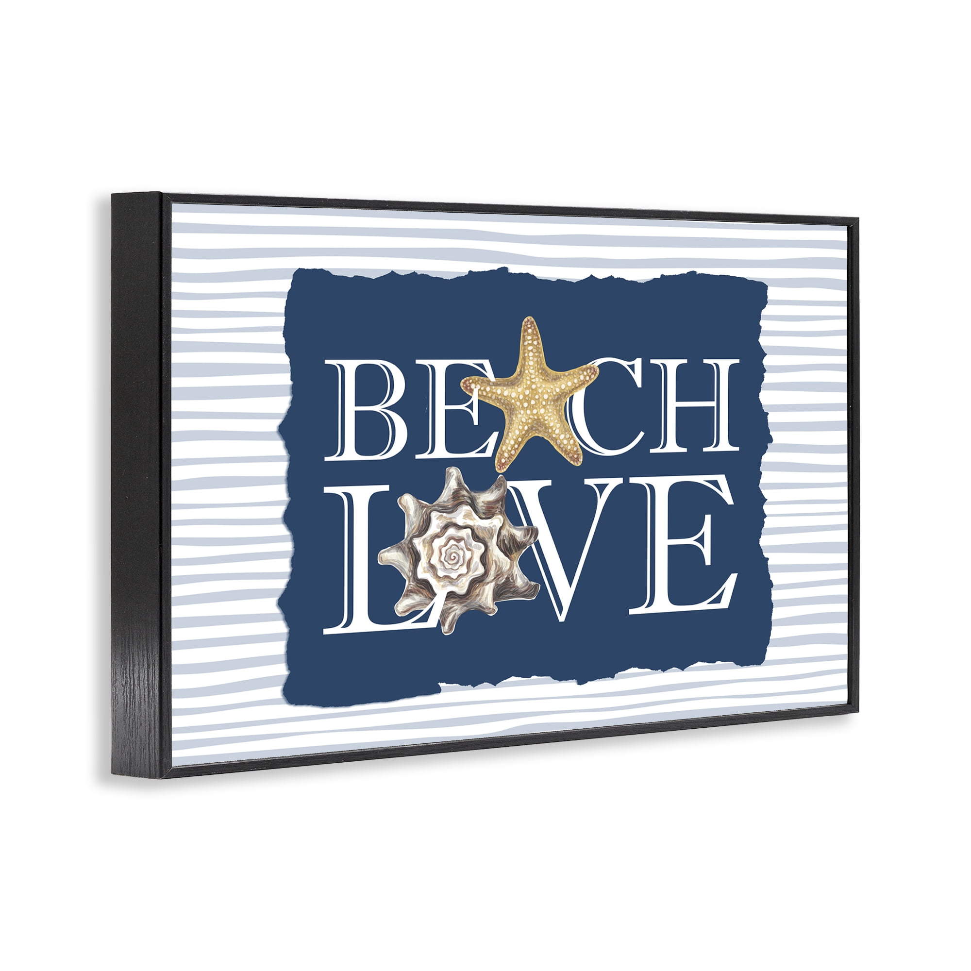 Stupell Industries Beach Love Seashells Black Framed Giclee Art, design by Kim Allen