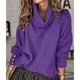 thumbnail image 4 of Suéteres de Punto Grueso Oversize para Mujer, con Cuello Alto, Larga y Corte Holgado, Ideales para el Invierno Púrpura XL, 4 of 8