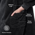 thumbnail image 3 of Cozy Comfort Wearable Blanket Hoodie for Women - Cozy Sherpa Hoodie Blanket for Adult Men, Warm Hooded Blanket Sweatshirt, Charcoal, Oversized, 3 of 6