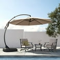 thumbnail image 6 of GRANDPATIO Napoli Sunbrella 12ft Round Canteliver Patio Umbrella with Base, Sunbrella Canvas Flax, 6 of 14