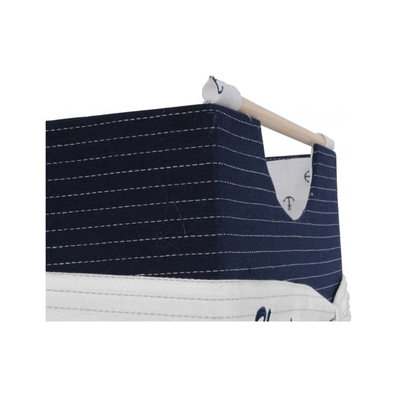 12" x 12.5" x 9.5" White Blue Foldable Fabric  Basket Set of 3