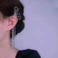 thumbnail image 4 of Pearl Rhinestone Tassel Earrings Ear Clip For Women Girls No Piercing Zircon Ear Clips Rhinestone Earrings Wrap Earrings For Women Womens Large Earrings Clip on Earrings for Girls 10-12 Earrings for, 4 of 4