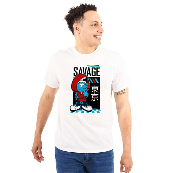 Urban Streetwear Smurf Kanji Savage Men's Graphic T Shirt Tees Brisco Brands S