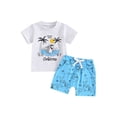 thumbnail image 2 of Aojekbee 2Pcs Baby Boy Summer Outfits Short Sleeve Shark Print T-Shirt + Shorts Set Infant Clothes, 2 of 10