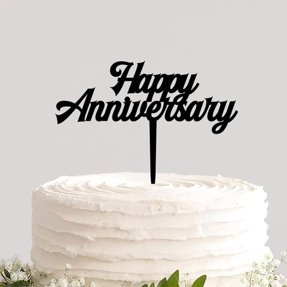 Acrylic Cake Topper Customized Colors Happy Anniversary Not Edible Baking Cupcake Topper Sign Cake Decoration for Anniversary Celebration Ceremony Party Decor