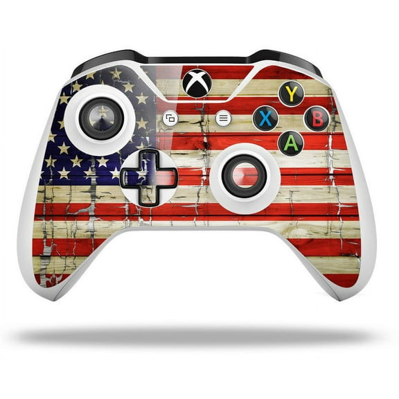 WraptorSkinz Decal Skin Wrap Set works with 2016 and newer XBOX One S / X Controller Painted Faded and Cracked USA American Flag (CONTROLLER NOT INCLUDED)