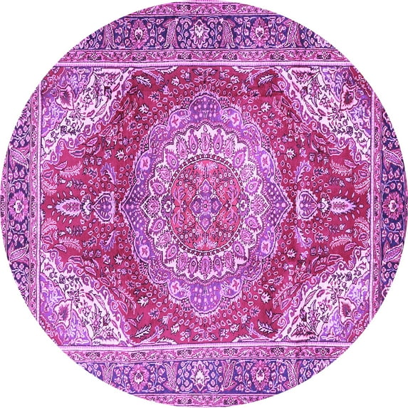 Ahgly Company Indoor Round Medallion Purple Traditional Area Rugs, 5' Round