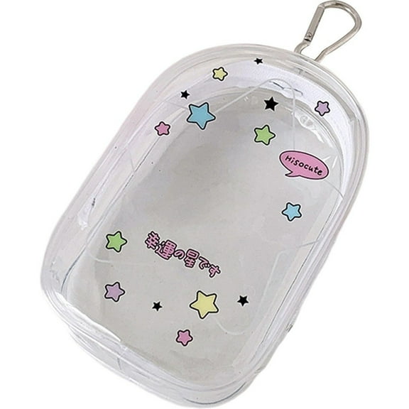 Jiibva Clear PVC Protective Pouch with Keychain, Portable Case for Small Valuables and Accessories