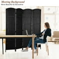 thumbnail image 4 of 4-Panel Room Divider, 6 ft Office Partition Walls Wood Divider Folding Portable Privacy Screen, Room Dividers and Folding Privacy Screens for Home, Room Separator Wall Dividers,Black, 4 of 6